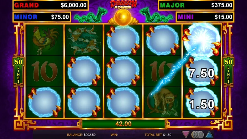 Dragon Link respin feature with Blue Orb symbols filling the grid