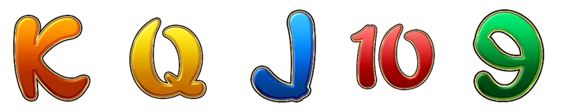 Card symbols K Q J 10 9 from the Dragon Link paytable
